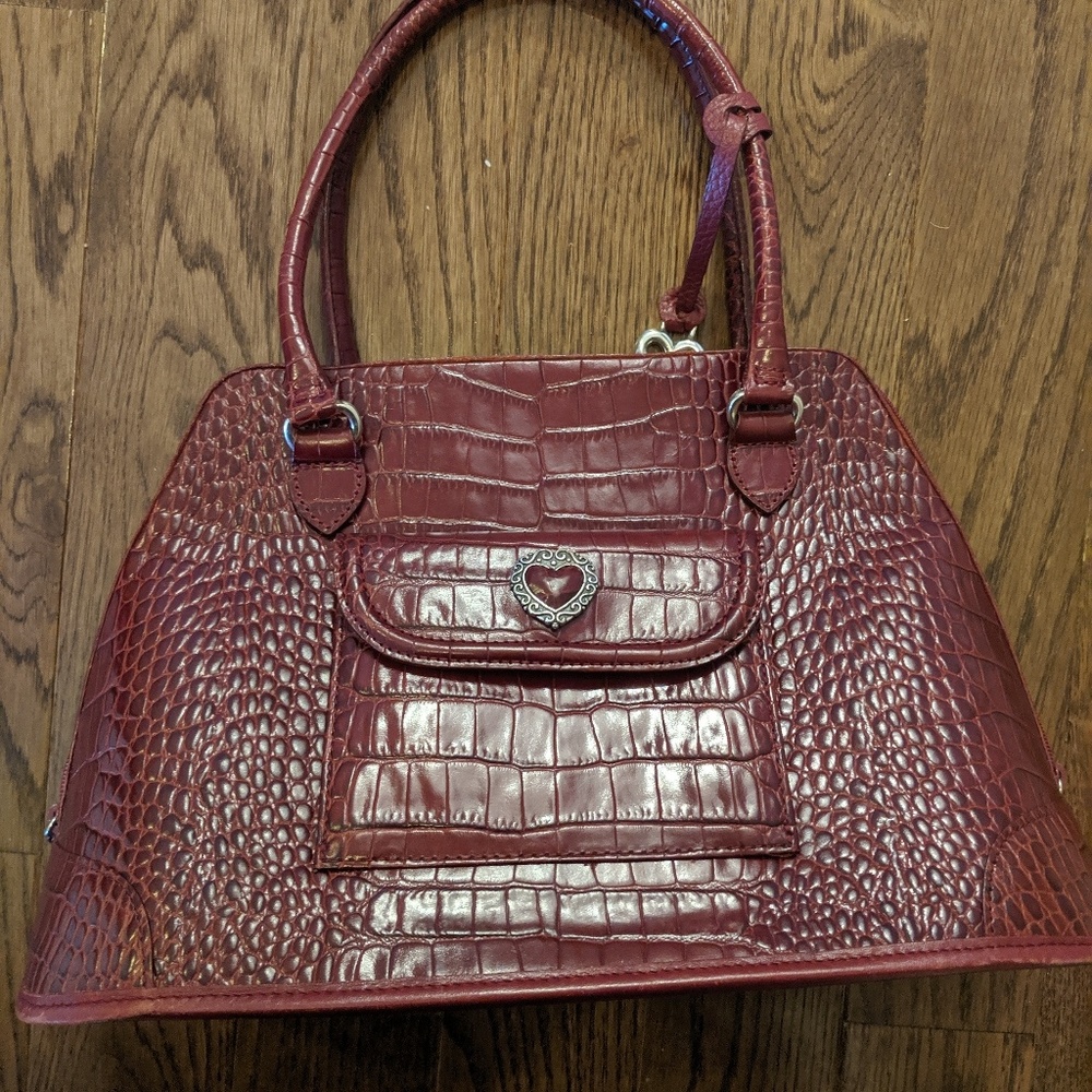Large Brighton red leather handbag